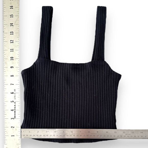 AMERICAN EAGLE Sleeveless Crop Tank‎ Black Ribbed Sz XS - Picture 2 of 4